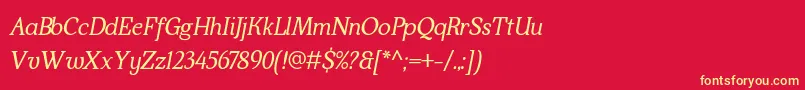 Fonte Kraskario italic – fontes amarelas em um fundo vermelho