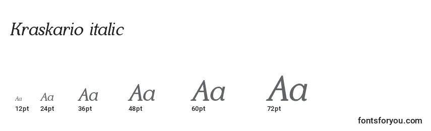 Размеры шрифта Kraskario italic