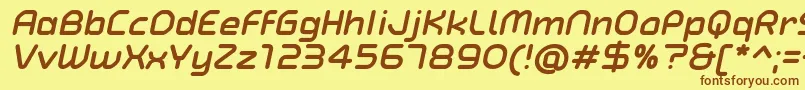 フォントTypoAngularRoundedBoldItalicDemo – 茶色の文字が黄色の背景にあります。