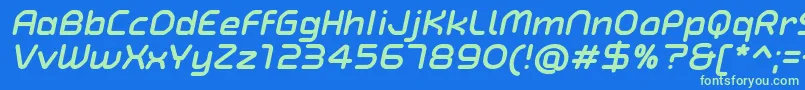 TypoAngularRoundedBoldItalicDemo Font – Green Fonts on Blue Background