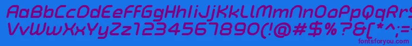 TypoAngularRoundedBoldItalicDemo Font – Purple Fonts on Blue Background