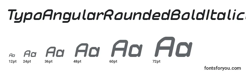 Größen der Schriftart TypoAngularRoundedBoldItalicDemo