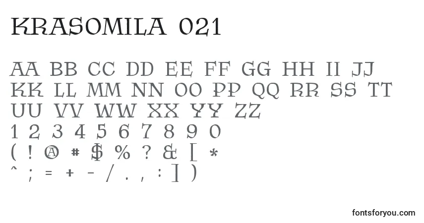 Schriftart Krasomila 021 – Alphabet, Zahlen, spezielle Symbole