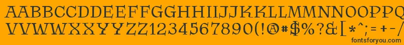 Krasomila 021-fontti – mustat fontit oranssilla taustalla