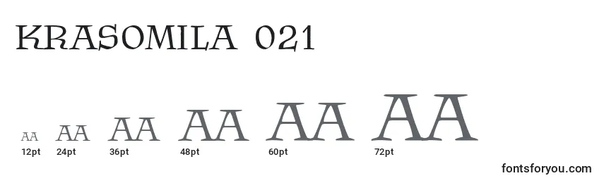 Размеры шрифта Krasomila 021