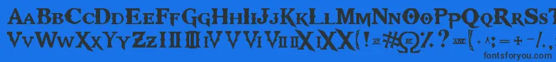 Kratos TrueType Font – Black Fonts on Blue Background