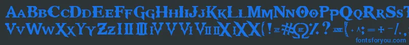 Kratos TrueType Font – Blue Fonts on Black Background