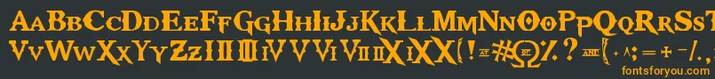 Kratos TrueType-fontti – oranssit fontit mustalla taustalla