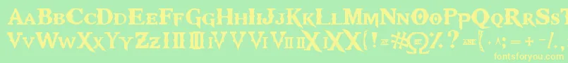 Kratos TrueType Font – Yellow Fonts on Green Background