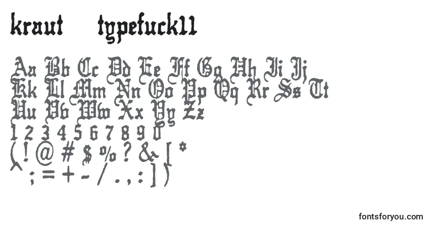 Czcionka Kraut    typefuck11 – alfabet, cyfry, specjalne znaki