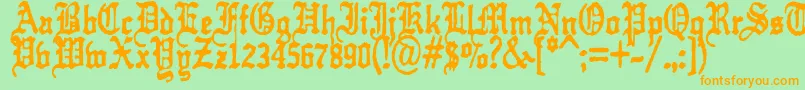 フォントkraut    typefuck11 – オレンジの文字が緑の背景にあります。