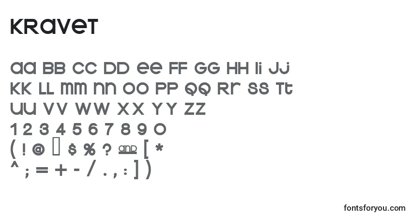 KRAVET   (131984)-fontti – aakkoset, numerot, erikoismerkit