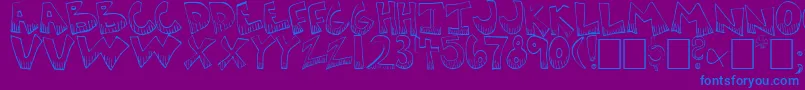 KRAZYK~1-Schriftart – Blaue Schriften auf violettem Hintergrund