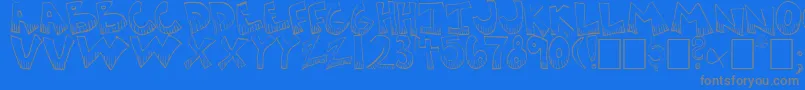 KRAZYK~1-Schriftart – Graue Schriften auf blauem Hintergrund
