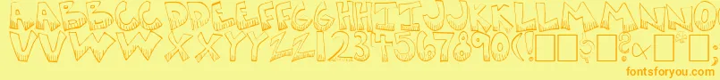 KRAZYK~1-Schriftart – Orangefarbene Schriften auf gelbem Hintergrund