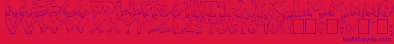 フォントKRAZYK~1 – 赤い背景に紫のフォント