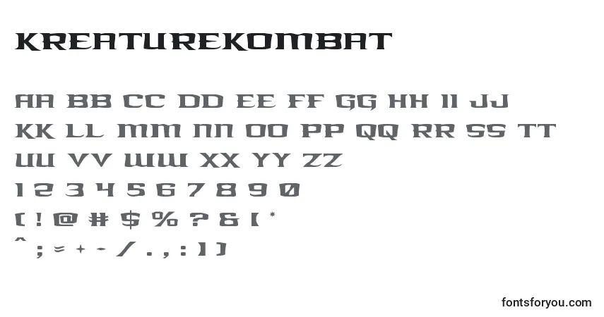 A fonte Kreaturekombat – alfabeto, números, caracteres especiais
