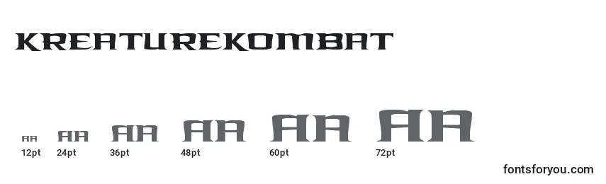 Размеры шрифта Kreaturekombat