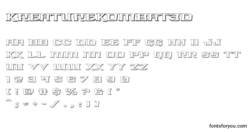 A fonte Kreaturekombat3d – alfabeto, números, caracteres especiais