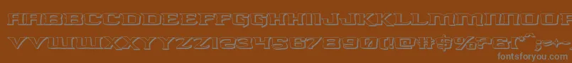 kreaturekombat3d-fontti – harmaat kirjasimet ruskealla taustalla