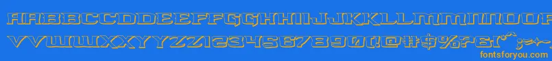 kreaturekombat3d-Schriftart – Orangefarbene Schriften auf blauem Hintergrund