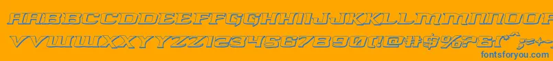 kreaturekombat3dital-Schriftart – Blaue Schriften auf orangefarbenem Hintergrund