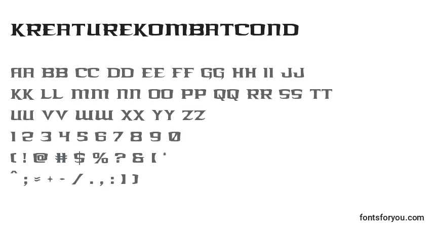 Czcionka Kreaturekombatcond – alfabet, cyfry, specjalne znaki