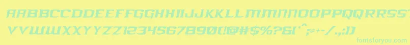 フォントkreaturekombatcondital – 黄色い背景に緑の文字