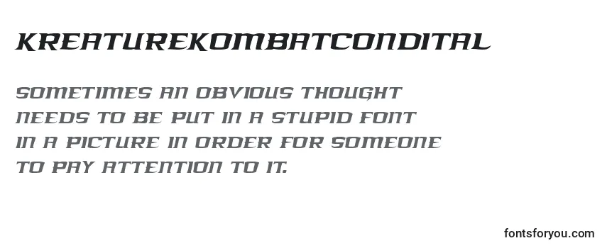 Review of the Kreaturekombatcondital Font
