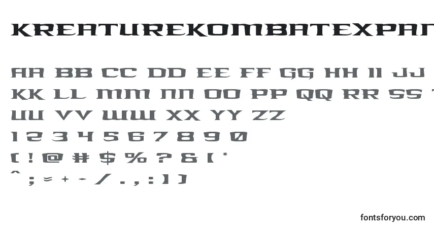 A fonte Kreaturekombatexpand – alfabeto, números, caracteres especiais