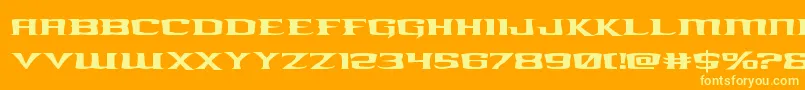 kreaturekombatexpand-Schriftart – Gelbe Schriften auf orangefarbenem Hintergrund