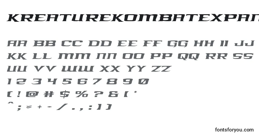 Шрифт Kreaturekombatexpandital – алфавит, цифры, специальные символы