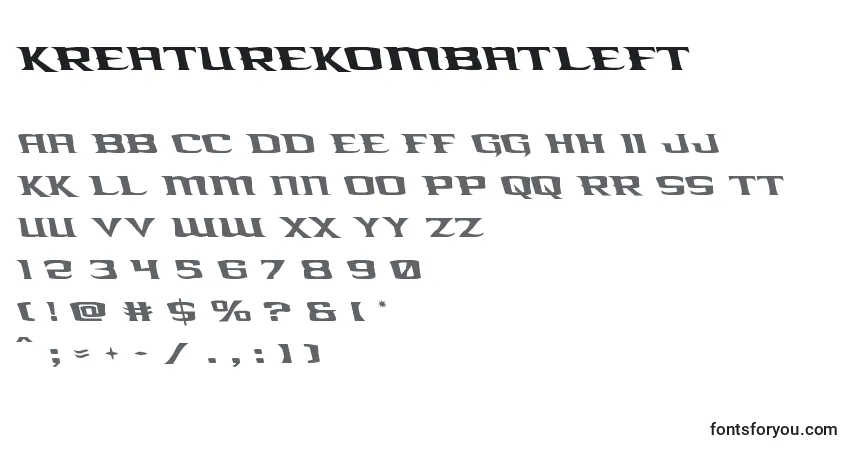 A fonte Kreaturekombatleft – alfabeto, números, caracteres especiais