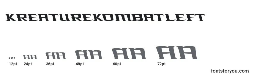 Размеры шрифта Kreaturekombatleft