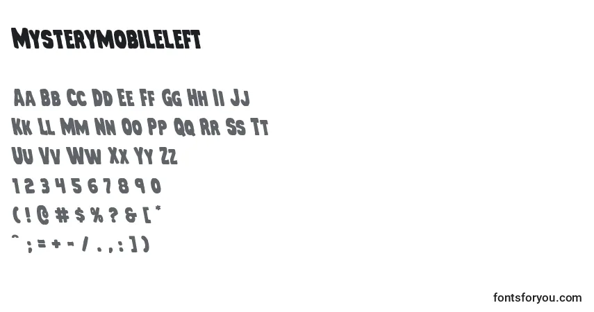 characters of mysterymobileleft font, letter of mysterymobileleft font, alphabet of  mysterymobileleft font