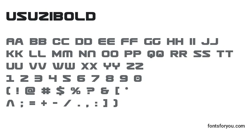 characters of usuzibold font, letter of usuzibold font, alphabet of  usuzibold font