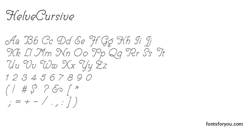 characters of helvecursive font, letter of helvecursive font, alphabet of  helvecursive font