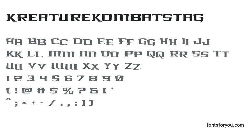 A fonte Kreaturekombatstag – alfabeto, números, caracteres especiais