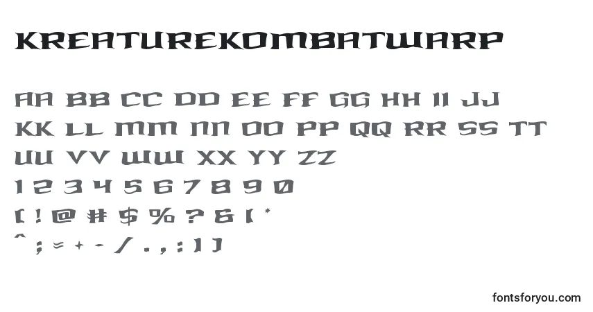 A fonte Kreaturekombatwarp – alfabeto, números, caracteres especiais