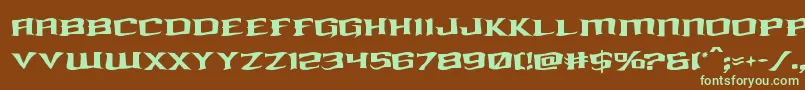 kreaturekombatwarp-fontti – vihreät fontit ruskealla taustalla