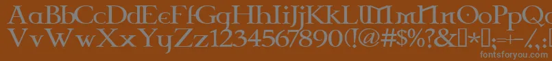 CelticGaramondThe2nd-fontti – harmaat kirjasimet ruskealla taustalla