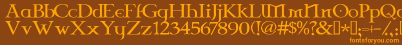 CelticGaramondThe2nd-Schriftart – Orangefarbene Schriften auf braunem Hintergrund