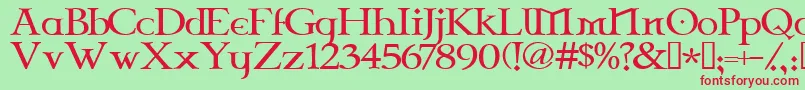 フォントCelticGaramondThe2nd – 赤い文字の緑の背景