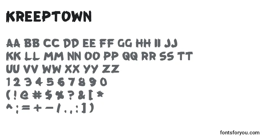 Schriftart KreepTown – Alphabet, Zahlen, spezielle Symbole