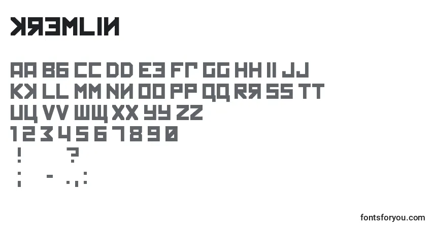 Schriftart Kremlin (132013) – Alphabet, Zahlen, spezielle Symbole
