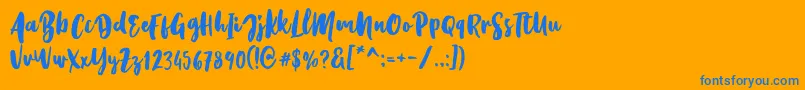 Kristale Script Font – Blue Fonts on Orange Background
