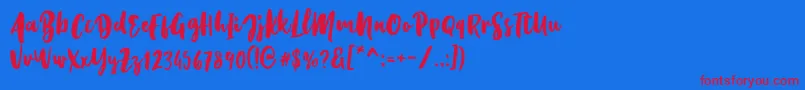 Kristale Script Font – Red Fonts on Blue Background