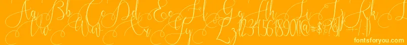 Kristallian-Schriftart – Gelbe Schriften auf orangefarbenem Hintergrund