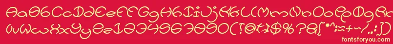 Fonte KRISTINA Bold Italic – fontes amarelas em um fundo vermelho