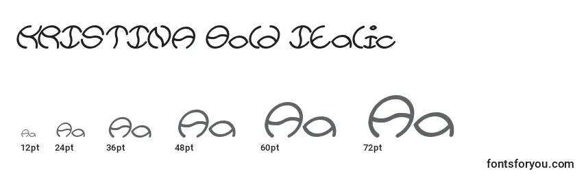 Размеры шрифта KRISTINA Bold Italic